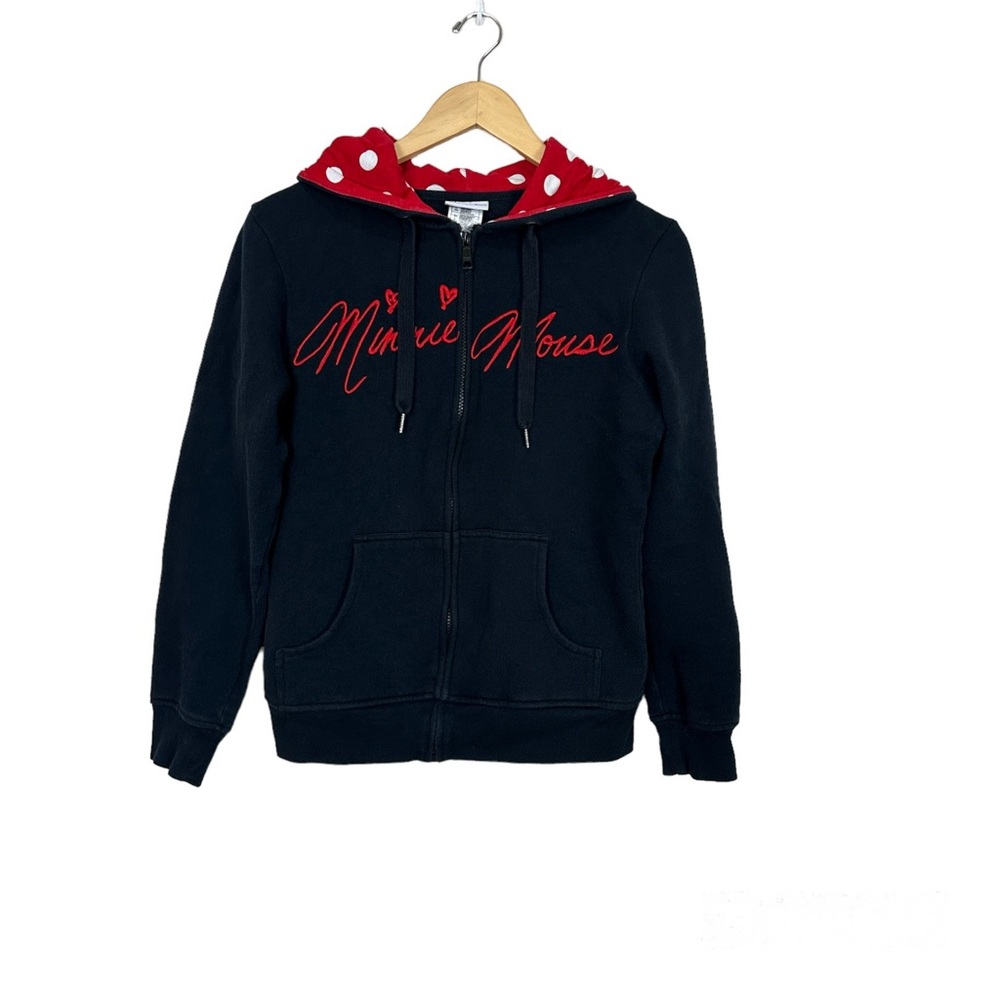 Disney Parks Minnie Mouse Black Mouse Ears Hoodie Sweatshirt Women’s Sz Medium